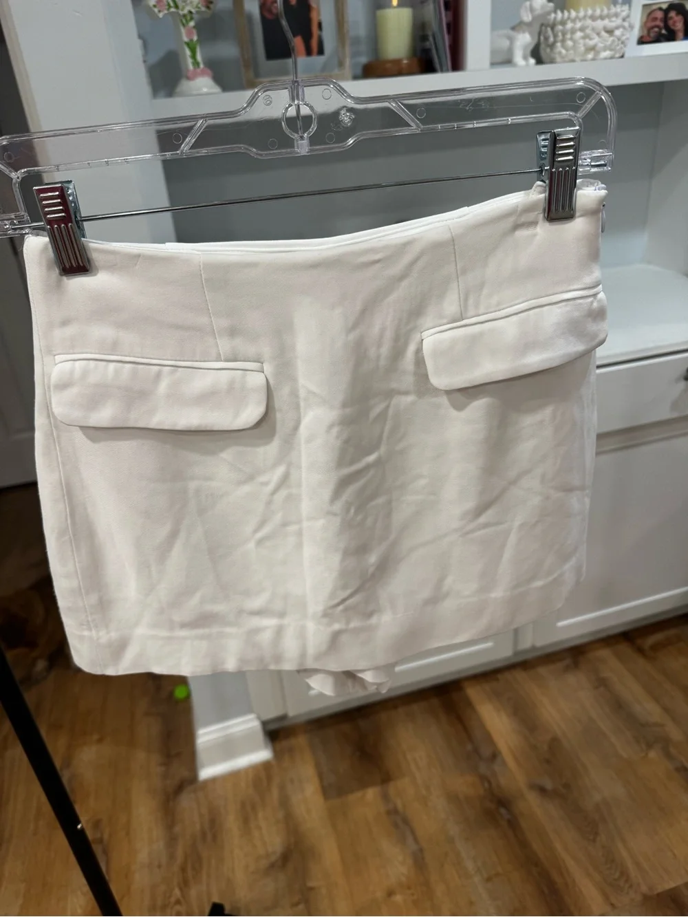 SOLID & STRIPED Optic White Mini Skirt with Flap Pocket Accents - Picture 2 of 5